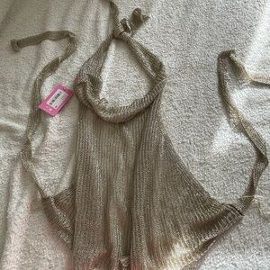 Edikted Metallic Gold Mesh Scarf